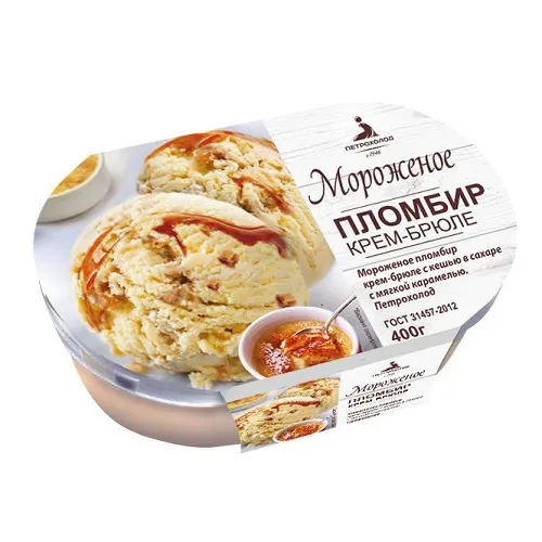 МОРОЖ ПЕТРОХОЛОД ПЛОМБИР КРЕМ-БРЮЛЕ КЕШЬЮ С КАРАМ ЛОТОК