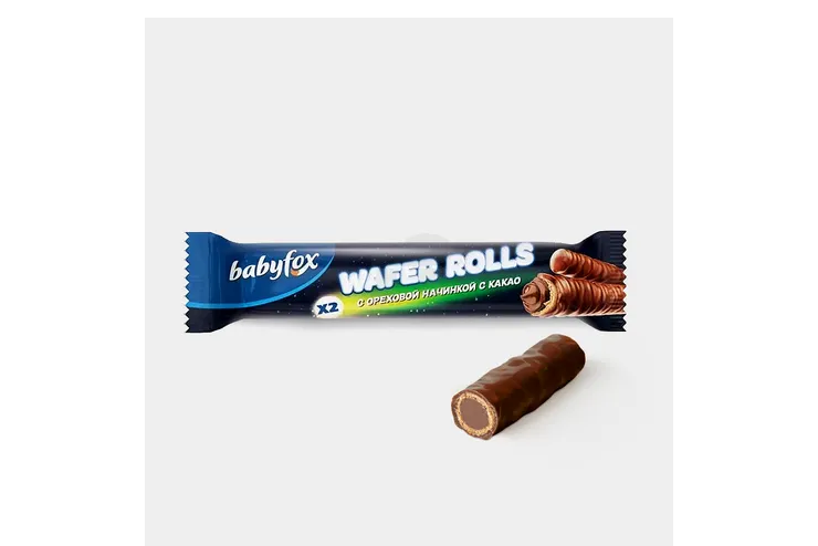 БЭЙБИФОКС ТРУБОЧКИ WAFER ROLLS С ОРЕХОВОЙ НАЧИНКОЙ И КАКАО 16 ГР