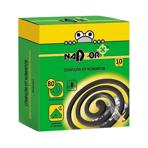 СПИРАЛИ ОТ КОМАРОВ БЕЗДЫМНЫЕ ЧЁРНЫЕ "NADZOR"