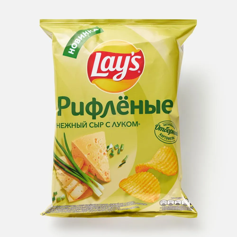 ЛЭЙС РИФЛЕНЫЕ НЕЖНЫЙ СЫР С ЛУКОМ 105ГР