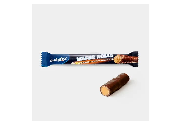 БЭЙБИФОКС ТРУБОЧКИ WAFER ROLLS С НАЧИНКОЙ С СОЛЁНОЙ КАРАМЕЛЬЮ 16 ГР