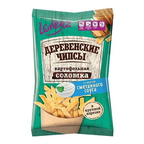 ЛОРЕНЦ ДЕРЕВЕНСКИЕ ЧИПСЫ CО ВКУСОМ СМЕТАННОГО СОУСА 120ГР