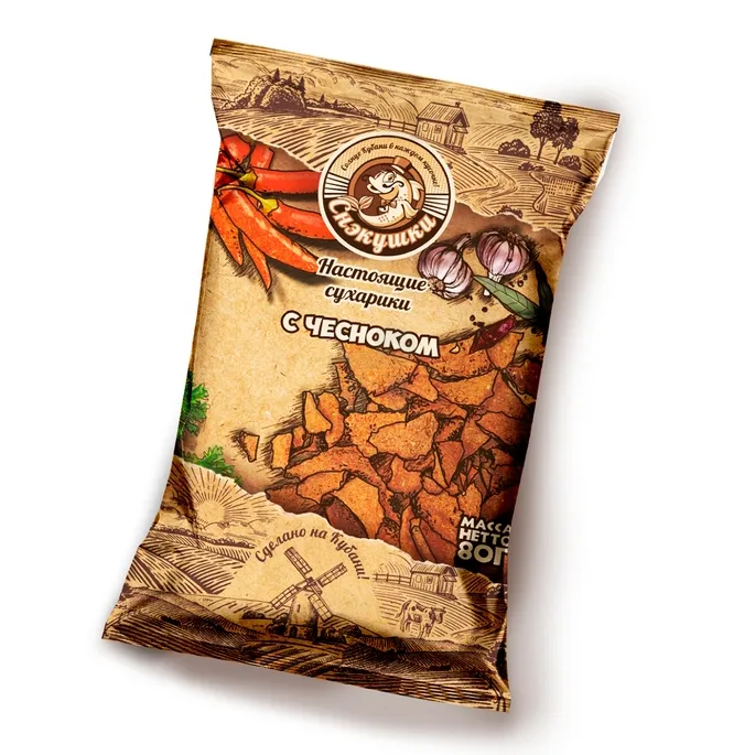 СУХАРИКИ СНЭКУШКИ 80Г ЧЕСНОК