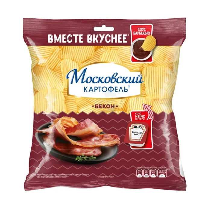 ЧИПСЫ МОСКОВСКИЙ КАРТОФЕЛЬ БЕКОН С СОУСОМ 89Г
