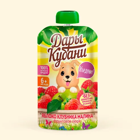 ПЮРЕ ФРУКТОВОЕ ИЗ ЯБЛОК, КЛУБНИКА, МАЛИНА